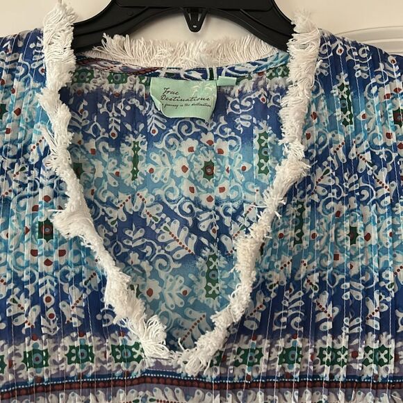 True Destinations Resort Wear Blue Swim Cover Up Tunic XS India - Picture 2 of 4
